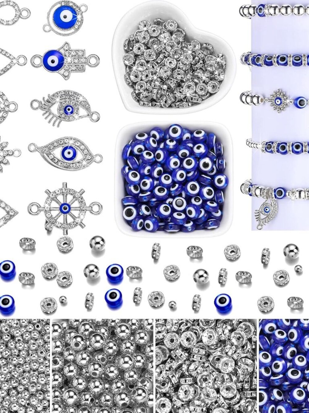 Premium Evil Eye Beads & Charm DIY Jewelry Kit